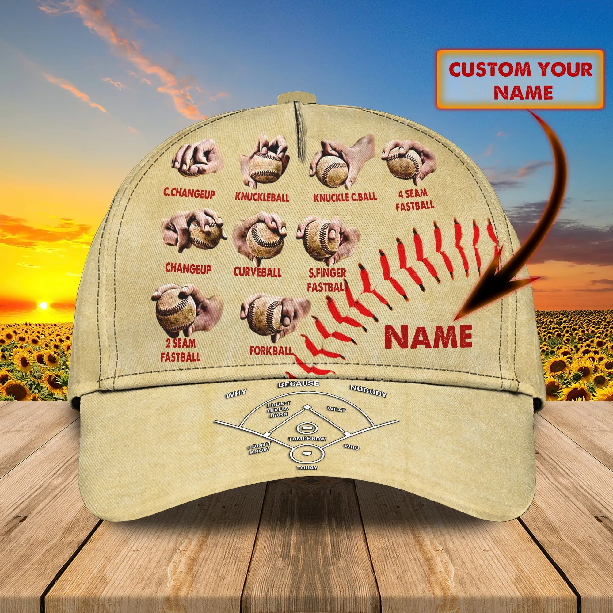 3D Classic Cap Baseball Pitching Grips Personalized Name Cap Namashops
