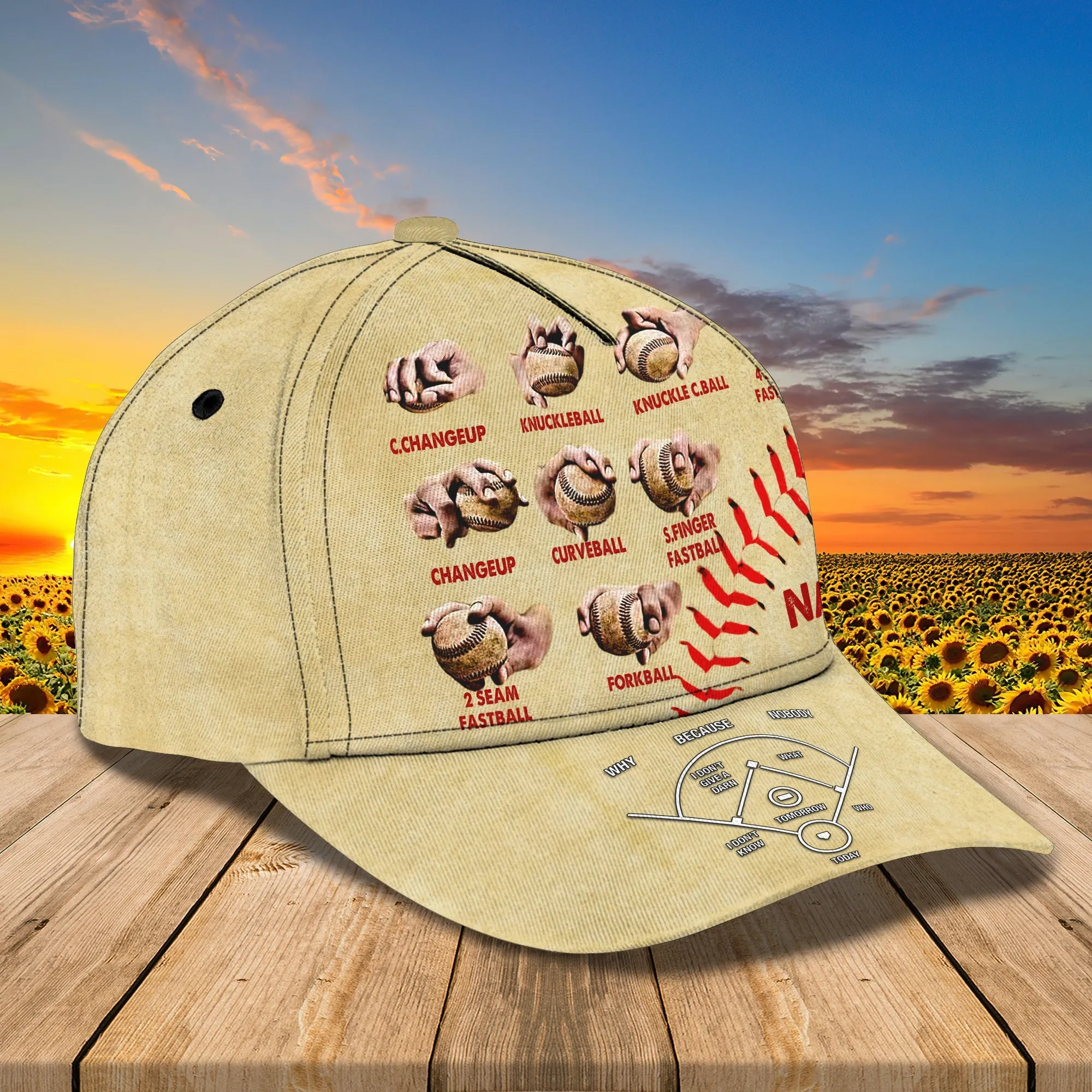 3D Classic Cap Baseball Pitching Grips Personalized Name Cap Namashops