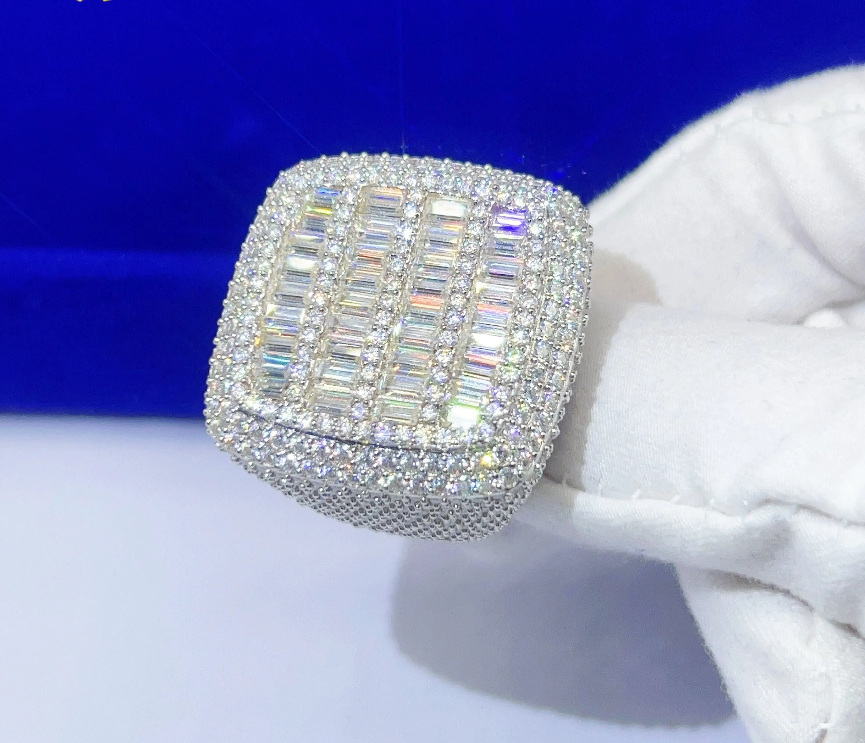 Baguette Square Shape Iced out Ring
