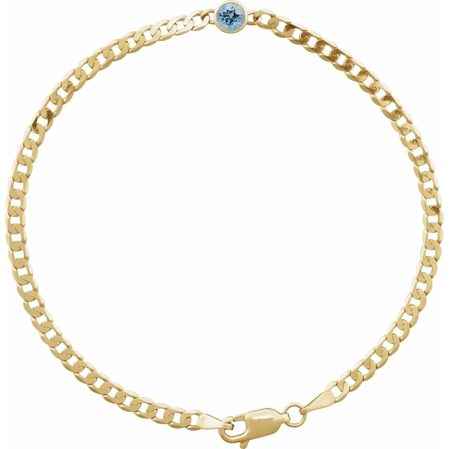 Bezel Gemstone and Curb Chain Bracelet