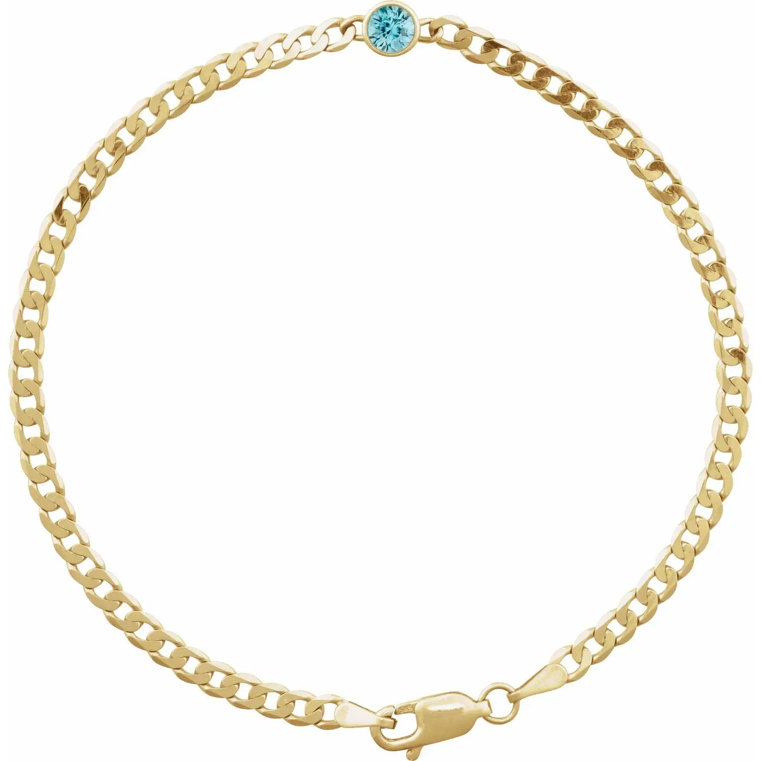 Bezel Gemstone and Curb Chain Bracelet