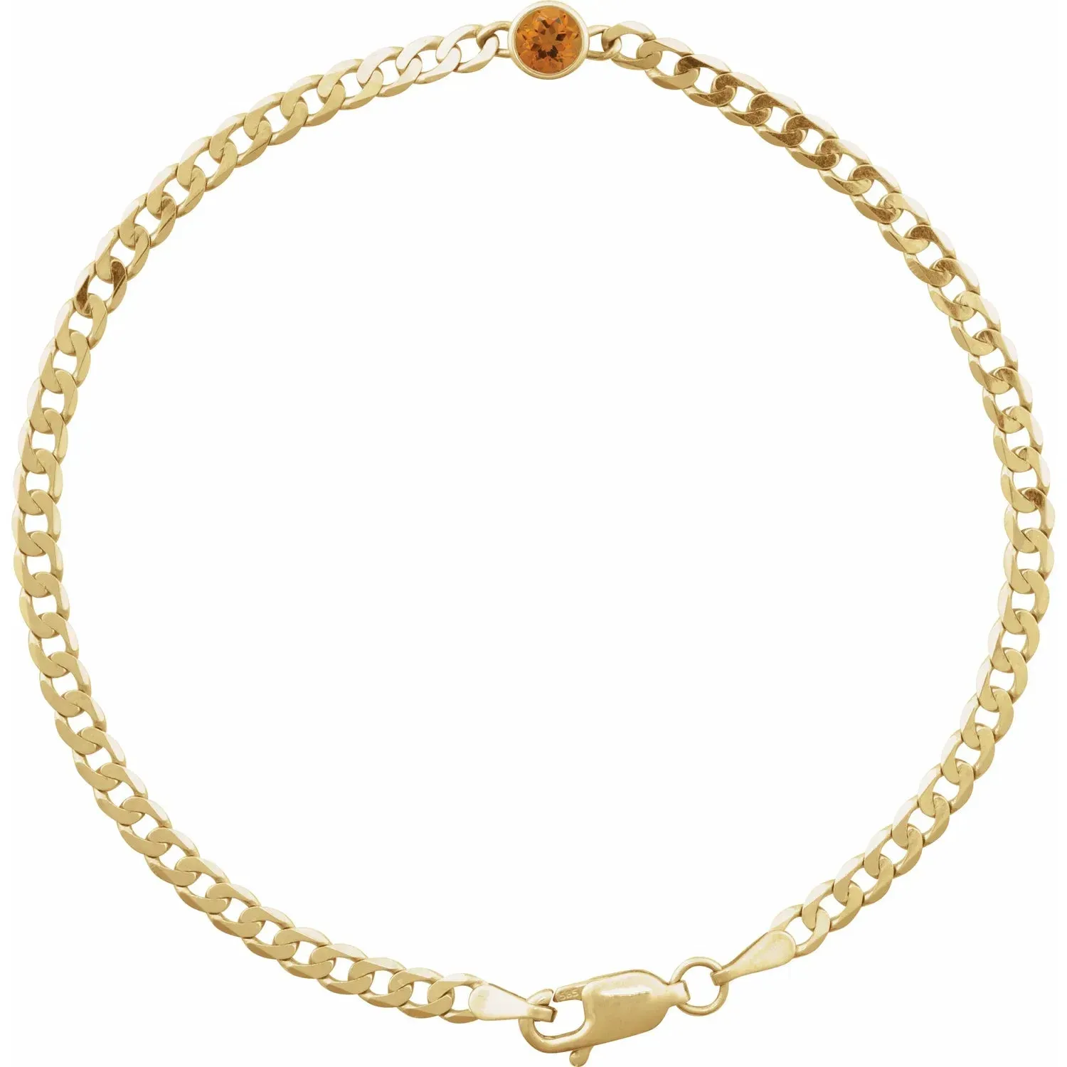 Bezel Gemstone and Curb Chain Bracelet