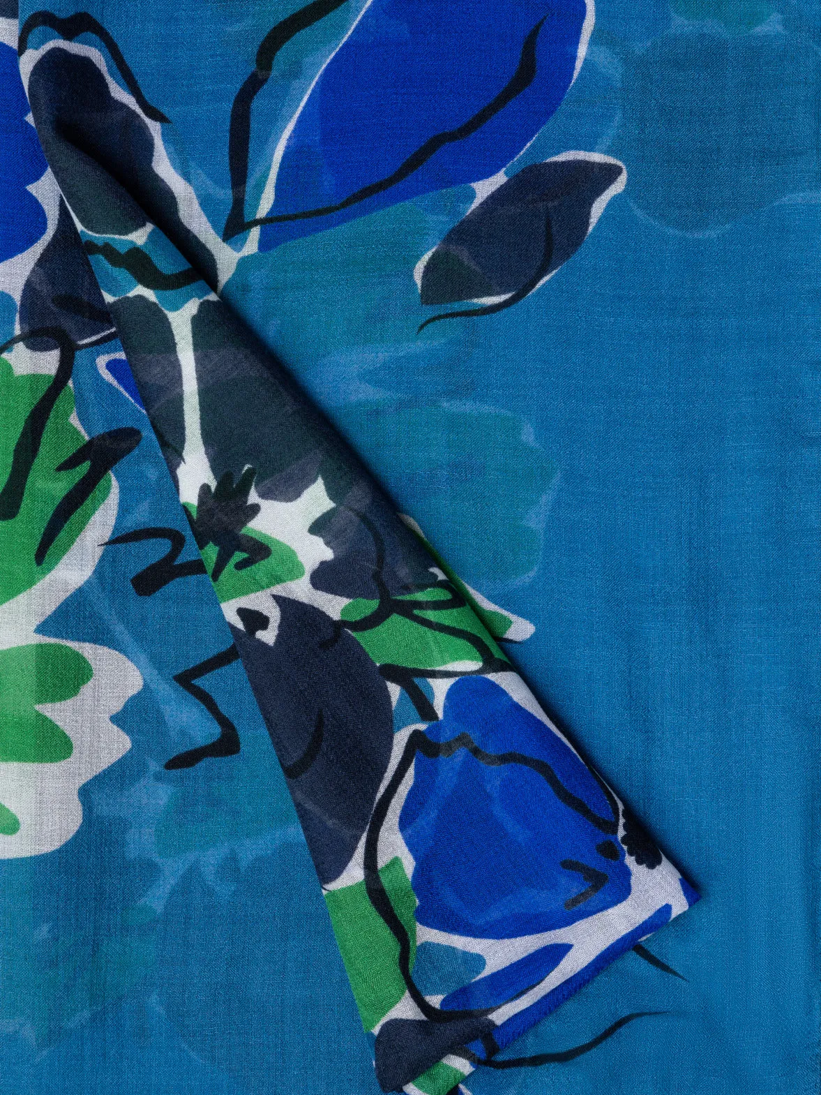 Cashmere Silk Sketched Abraham Flower Scarf