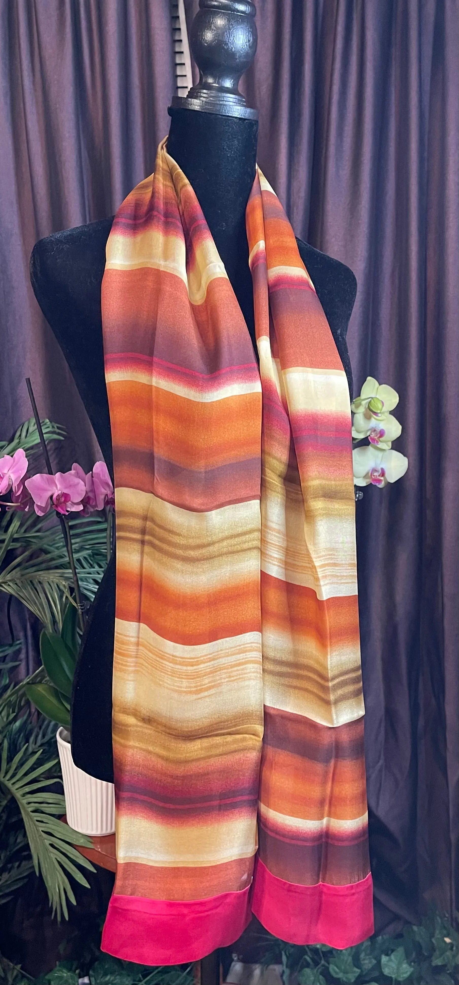 Designer Echo 100% Silk Oblong Scarf