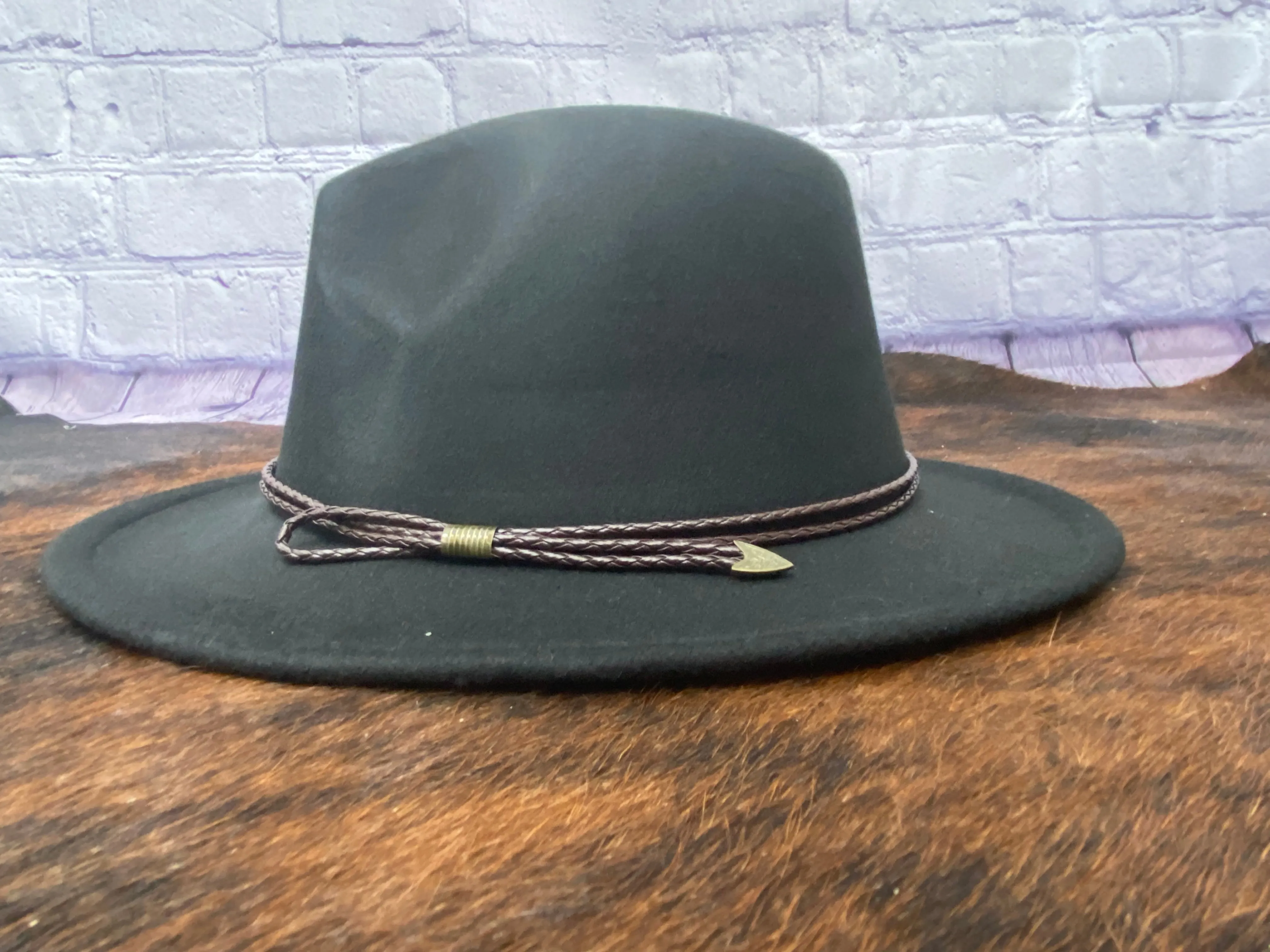 Felt Fedora With Leather Trim