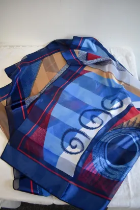 Funky red   blue art deco tie