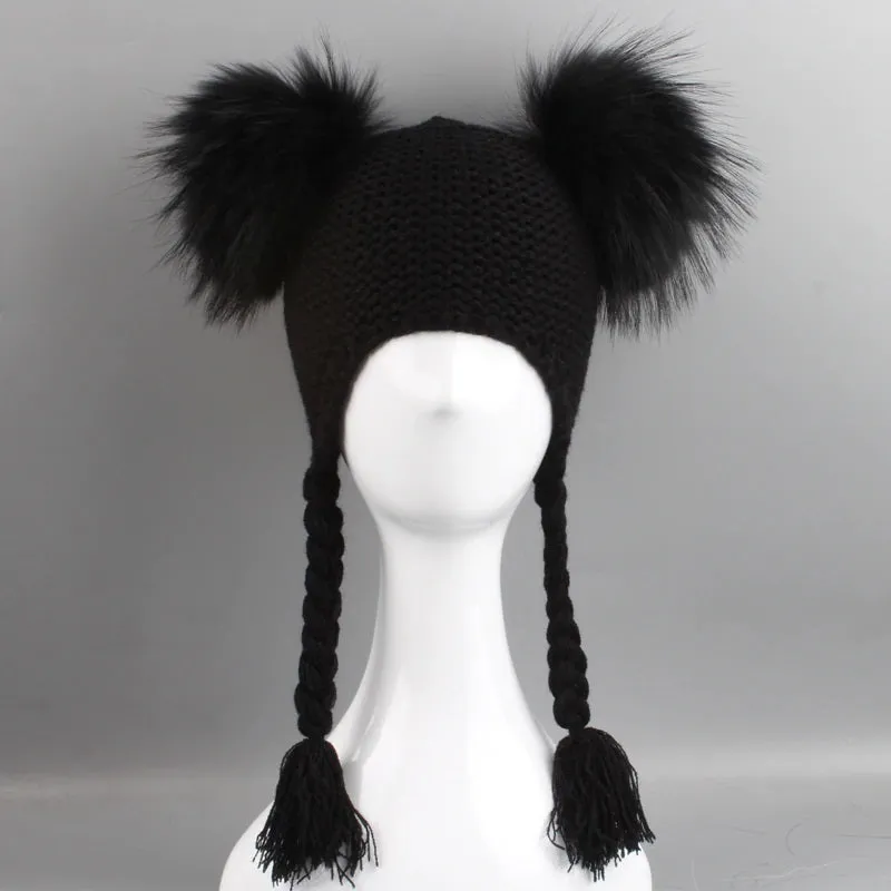 Genuine Fur Pompom Hat