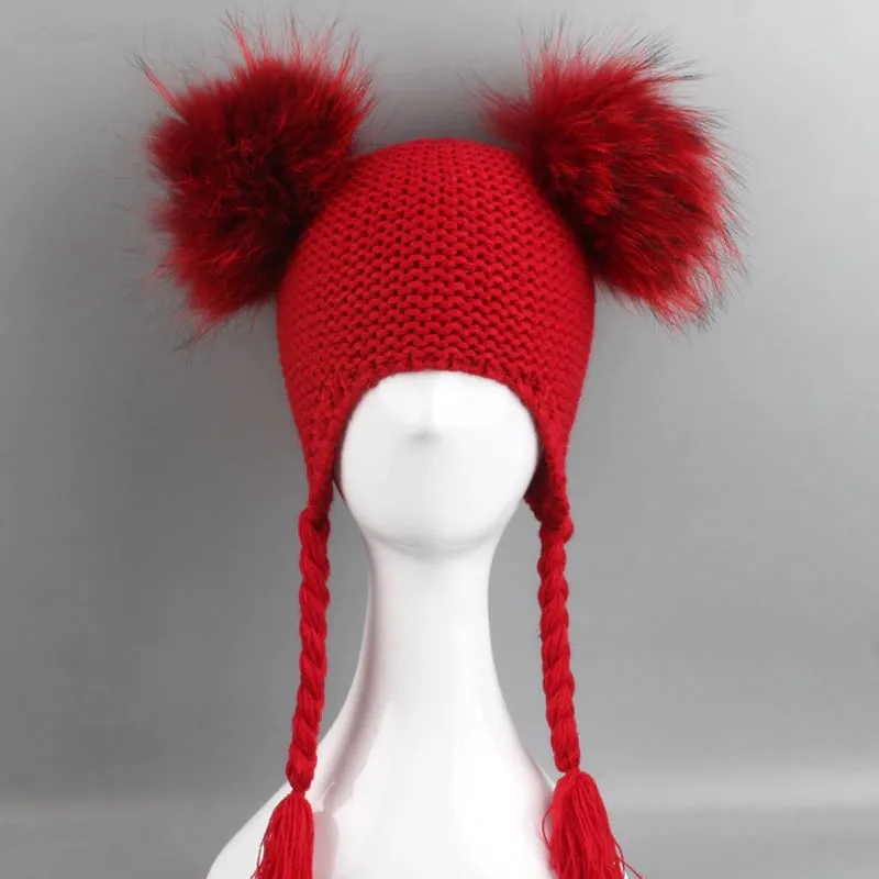 Genuine Fur Pompom Hat