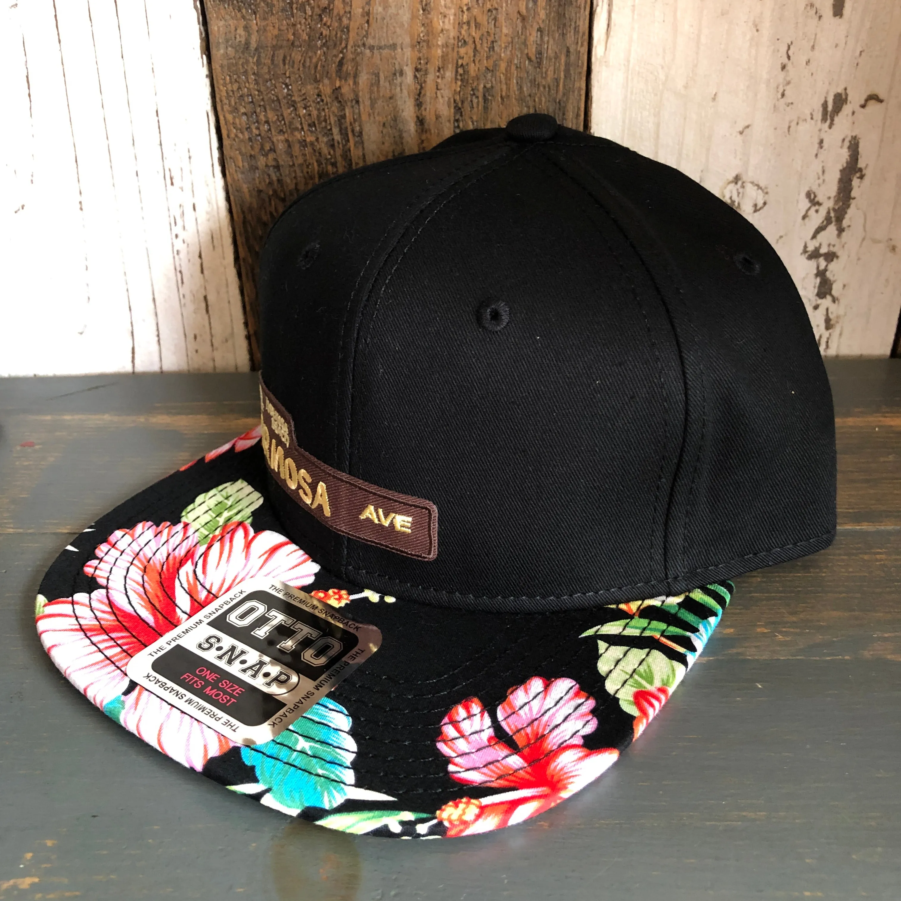 Hermosa Beach HERMOSA AVE Black Panel/Hawaiian Pattern Visor - 6 Panel Mid Profile Snapback Hat - A ‘o ia