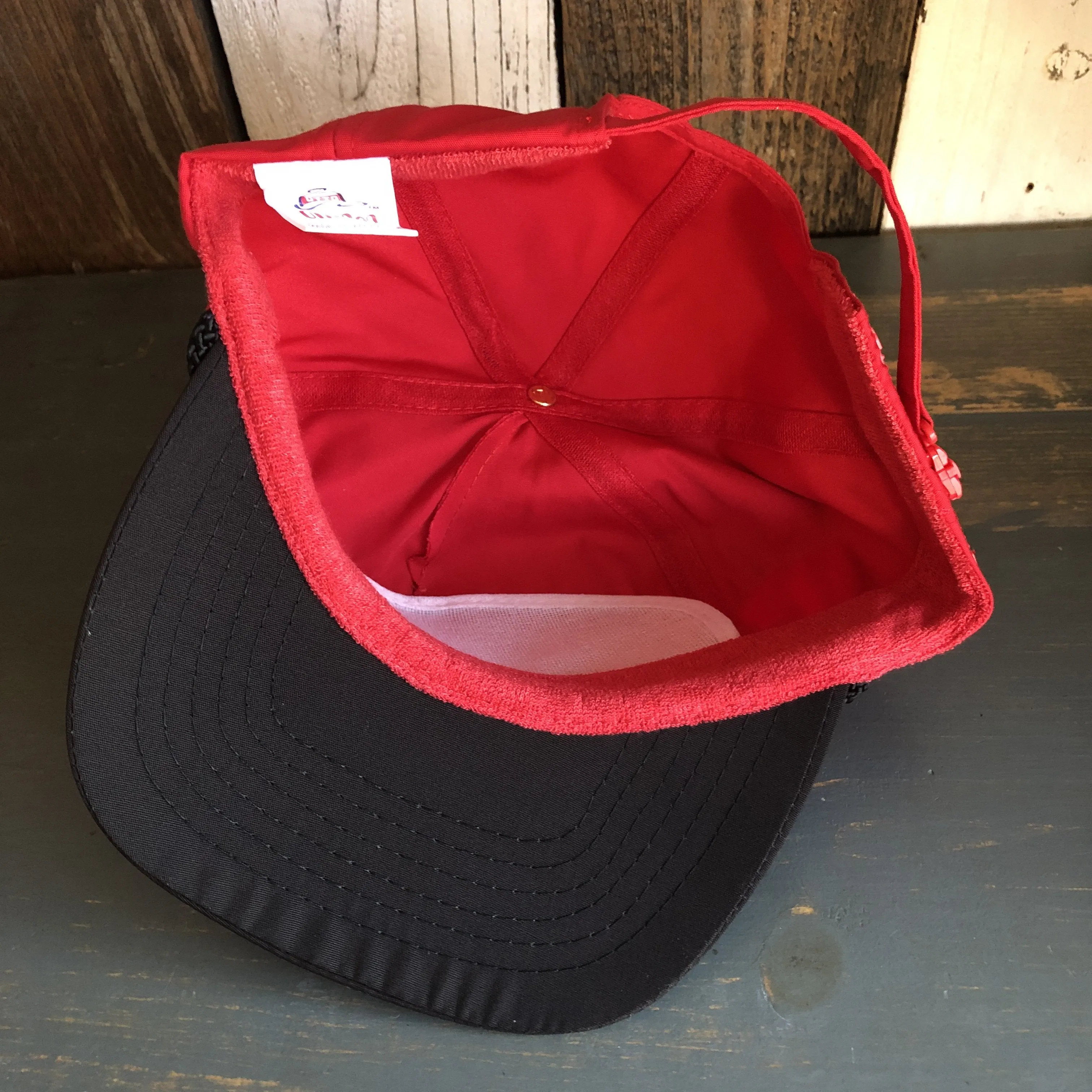 Hermosa Beach SUNBEAMS 5 Panel High Crown Baseball Cap - Black/Red