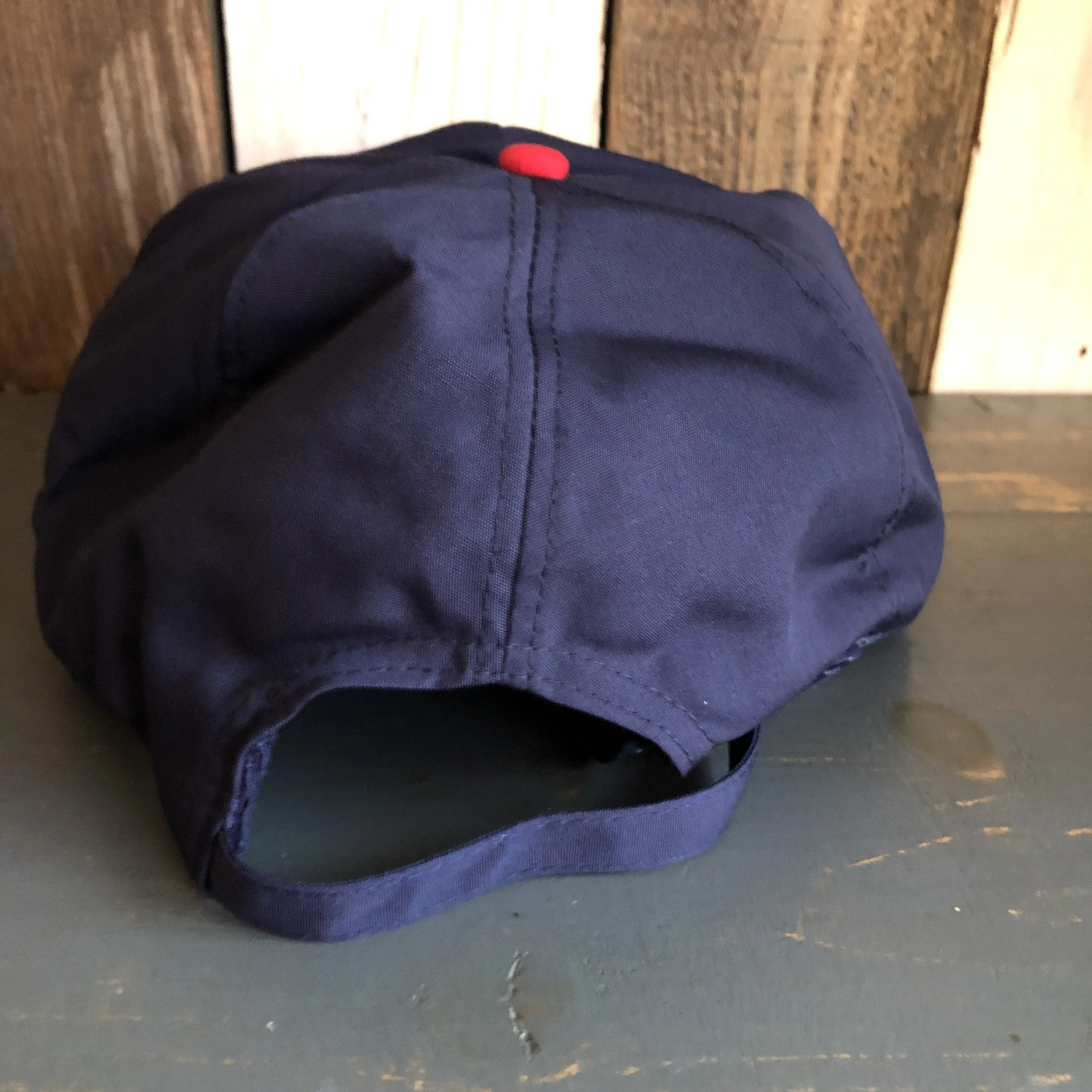 Hermosa Beach SUNBEAMS 5 Panel High Crown Baseball Cap - Navy Blue/Red