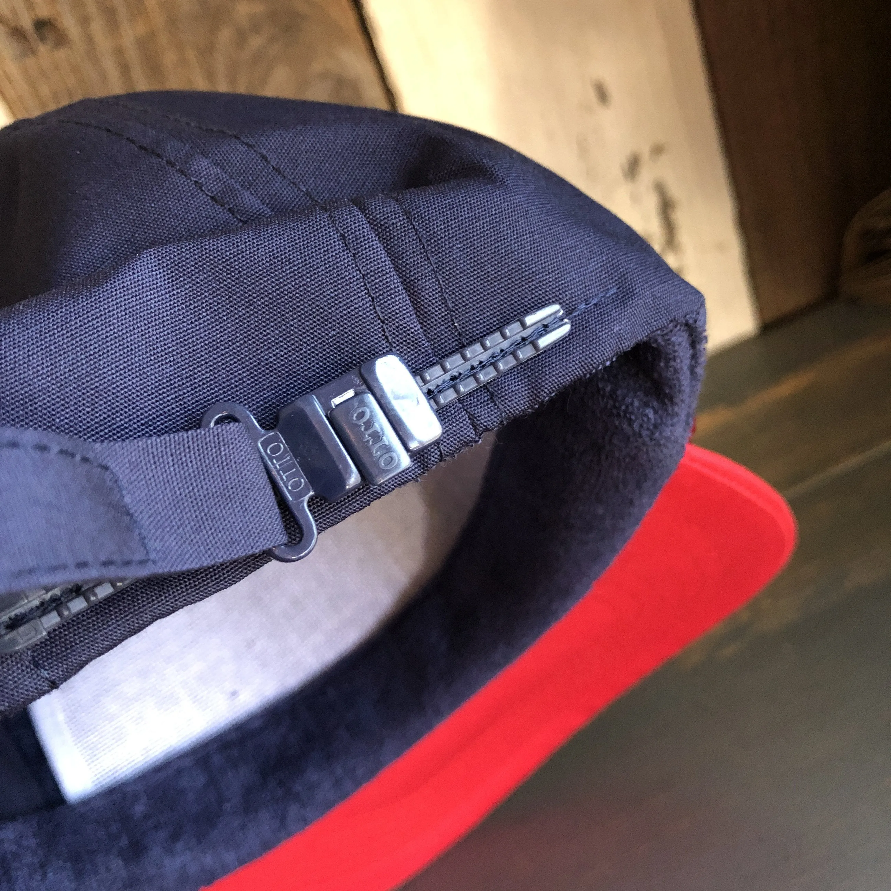 Hermosa Beach SUNBEAMS 5 Panel High Crown Baseball Cap - Navy Blue/Red