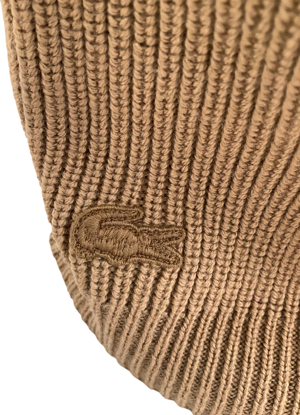 Lacoste Beige Ribbed Wool Balaclava With Visor One Size