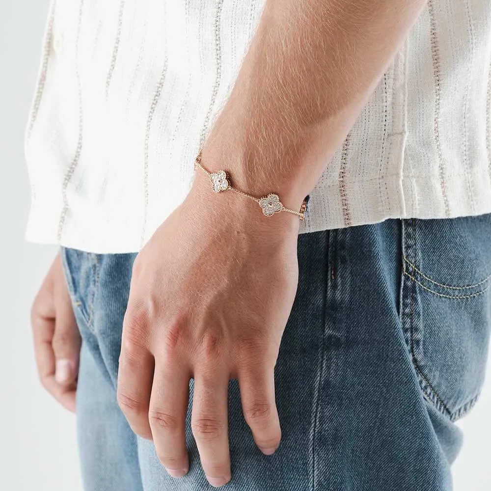 Rose Gold Agate Four Leaf Bracelet