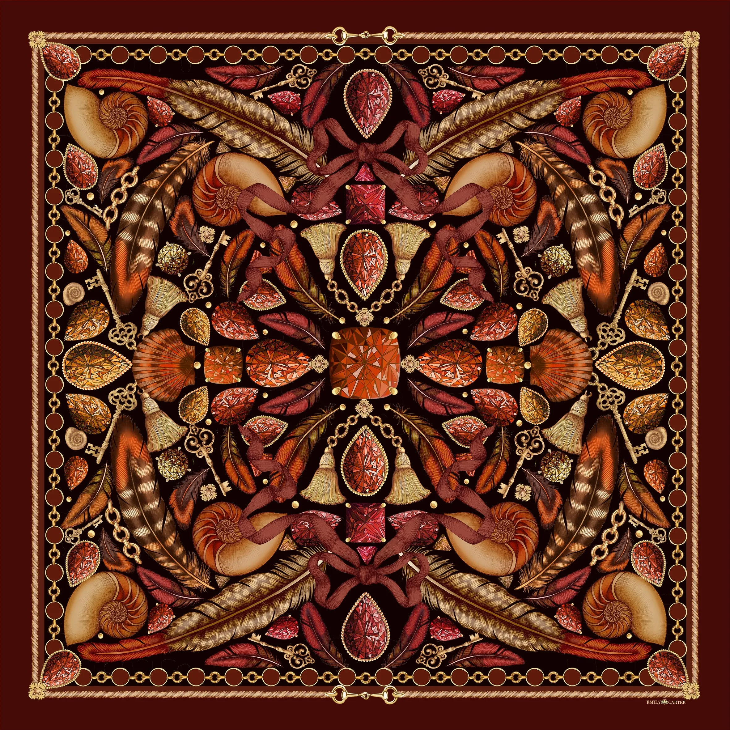 The Baroque Feather Silk Scarf | 130x130cm [Preorder]