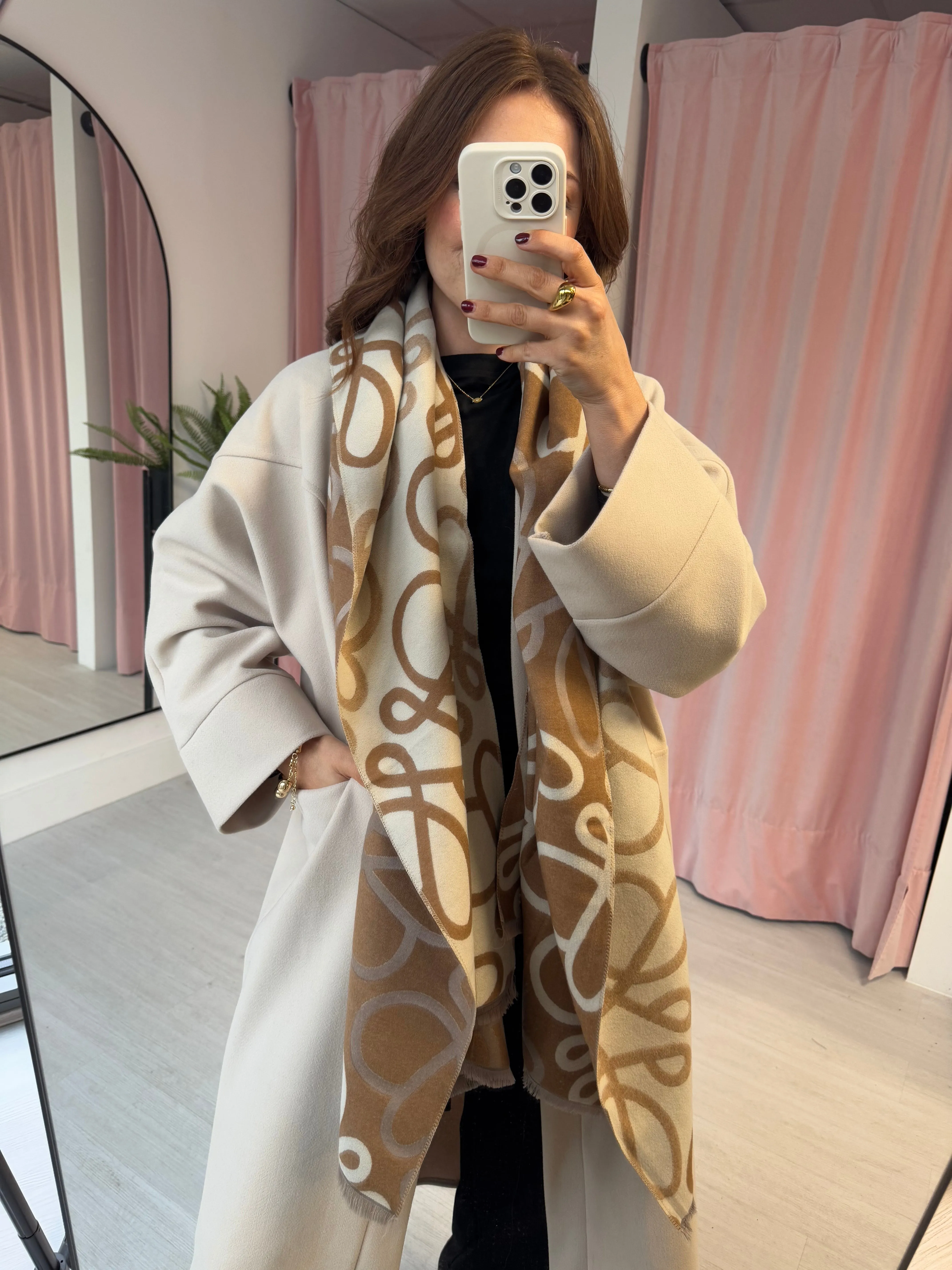 Wavy Scarf - Tan & Cream